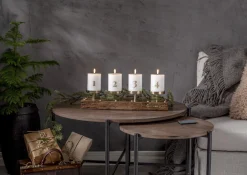 FLAMME LED-Blockljus 4-Pack 12,5cm Vit