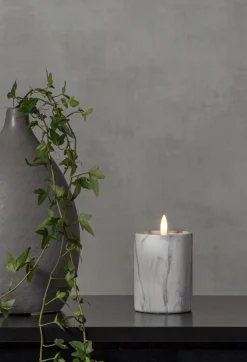 FLAMME MARBLE LED-Blockljus 12,5cm Grå