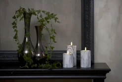 FLAMME MARBLE LED-Blockljus 12,5cm Grå