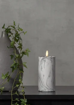 FLAMME MARBLE LED-Blockljus 17,5cm Grå
