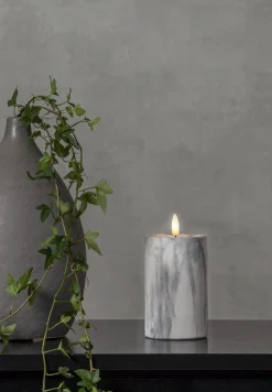 FLAMME MARBLE LED-Blockljus 15cm Grå