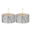 FLAMME MARBLE LED-Värmeljus 2-Pack 6cm Grå