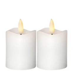 FLAMME 2-PACK LED-Blockljus 7,5cm Vit