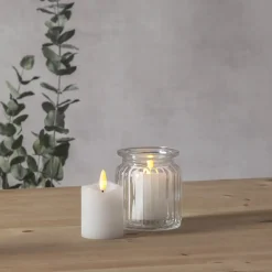 FLAMME 2-PACK LED-Blockljus 7,5cm Vit