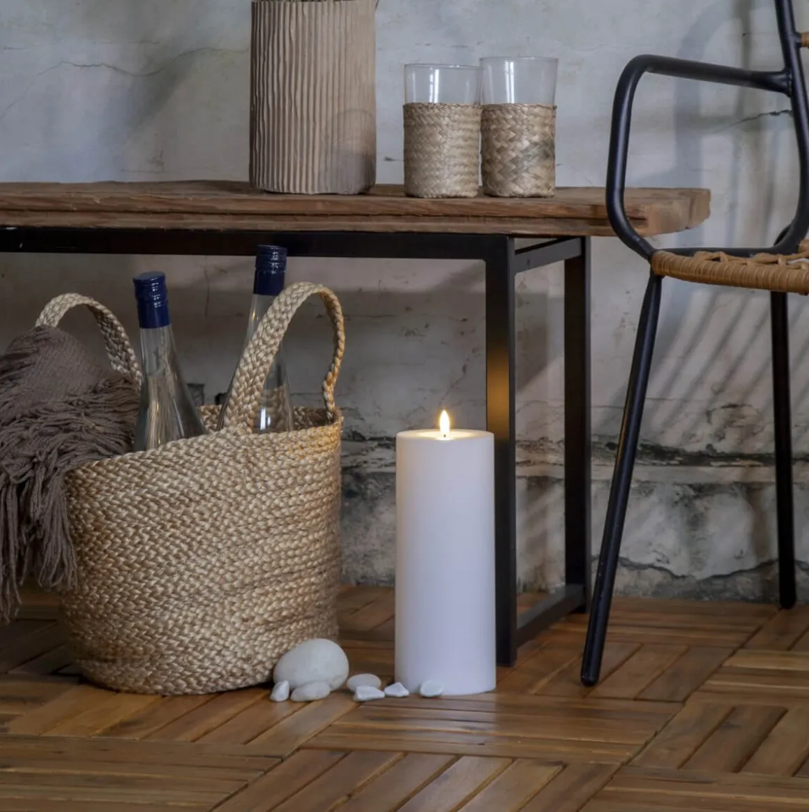 FLAMME RAK LED-Dekorationsljus 27,5cm Vit