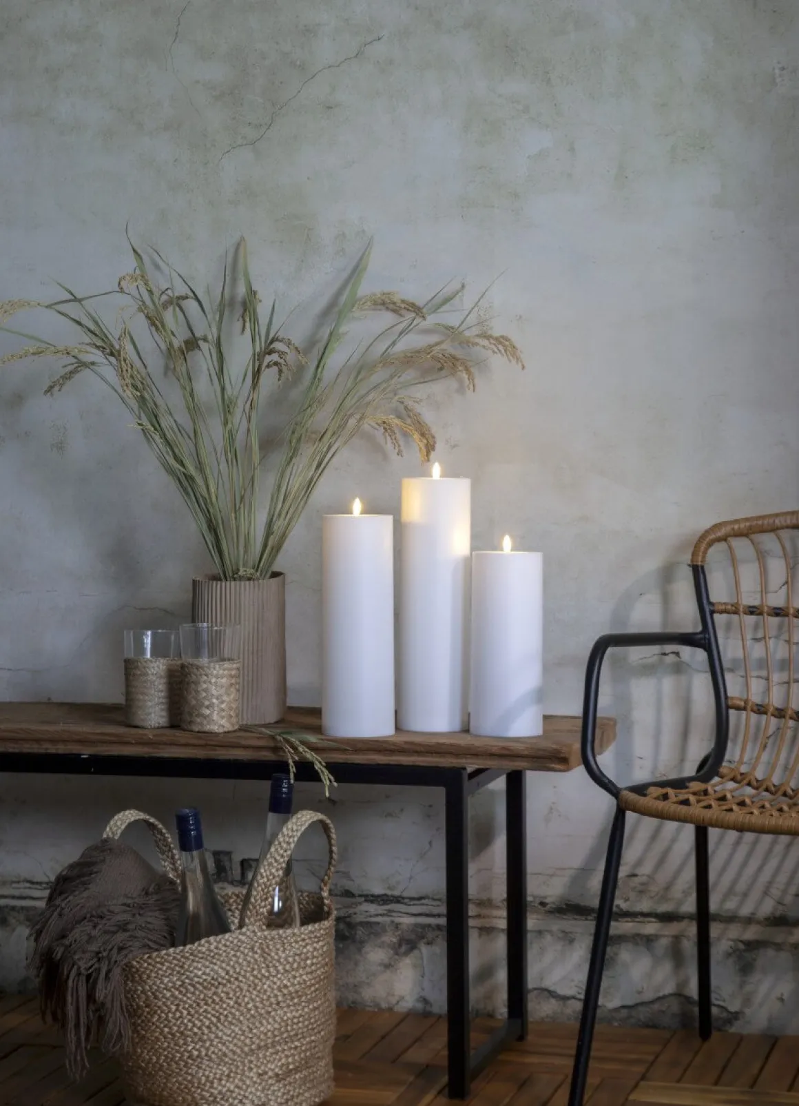 FLAMME RAK LED-Dekorationsljus 32,5cm Vit