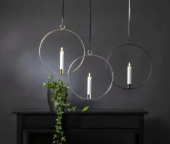 FLAMME RING med Batteridrivet Antikljus 28,5cm Silver