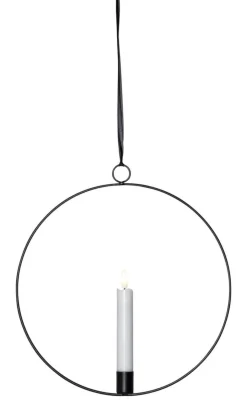 FLAMME RING med Batteridrivet Antikljus 28,5cm Svart