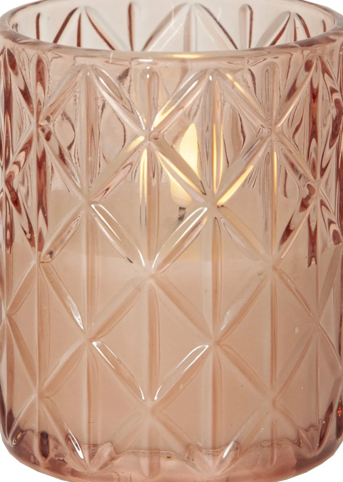 FLAMME ROMB LED-Blockljus Batteri 12,5cm Rosa