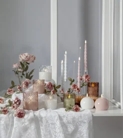 FLAMME ROMB LED-Blockljus Batteri 12,5cm Rosa