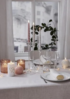 FLAMME ROMB LED-Blockljus Batteri 10cm Rosa