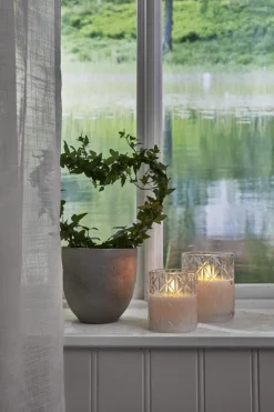 FLAMME ROMB LED-Blockljus Batteri 10cm Klar