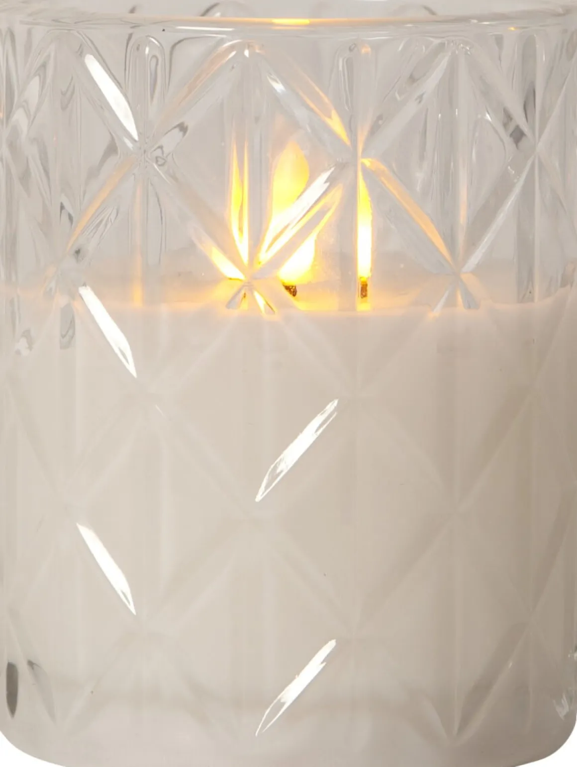 FLAMME ROMB LED-Blockljus Batteri 12,5cm Klar