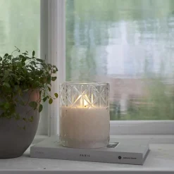 FLAMME ROMB LED-Blockljus Batteri 12,5cm Klar