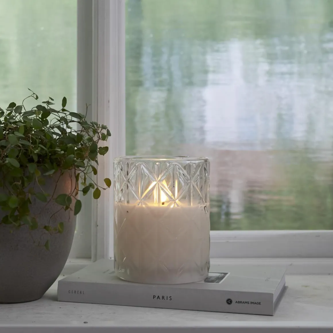 FLAMME ROMB LED-Blockljus Batteri 12,5cm Klar