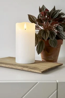 FLAMME RUSTIC LED-Blockljus 15cm Vit