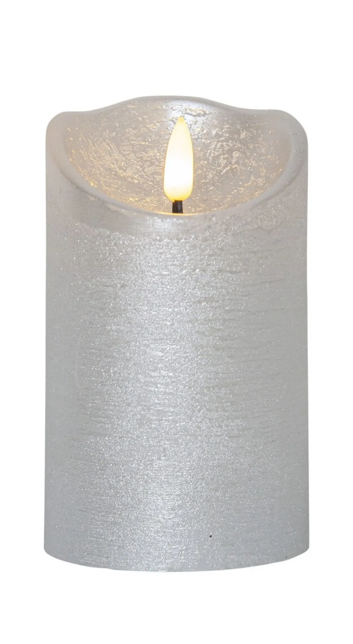 FLAMME RUSTIC LED-Blockljus 12,5cm Silver