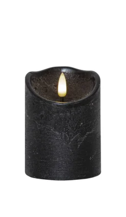 FLAMME RUSTIC LED-Blockljus 10cm Svart