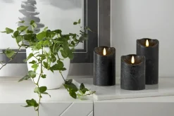 FLAMME RUSTIC LED-Blockljus 10cm Svart