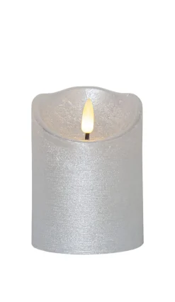 FLAMME RUSTIC LED-Blockljus 10cm Silver
