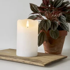 FLAMME RUSTIC LED-Blockljus 12,5cm Vit