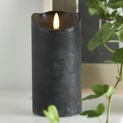 FLAMME RUSTIC LED-Blockljus 15cm Svart