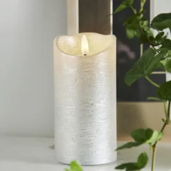 FLAMME RUSTIC LED-Blockljus 15cm Silver