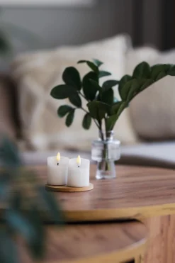 FLAMME RUSTIC 2-PACK LED-Blockljus 7,5cm Vit