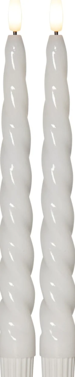 FLAMME SHINE LED-Antikljus 2-pack 24,5cm Vit