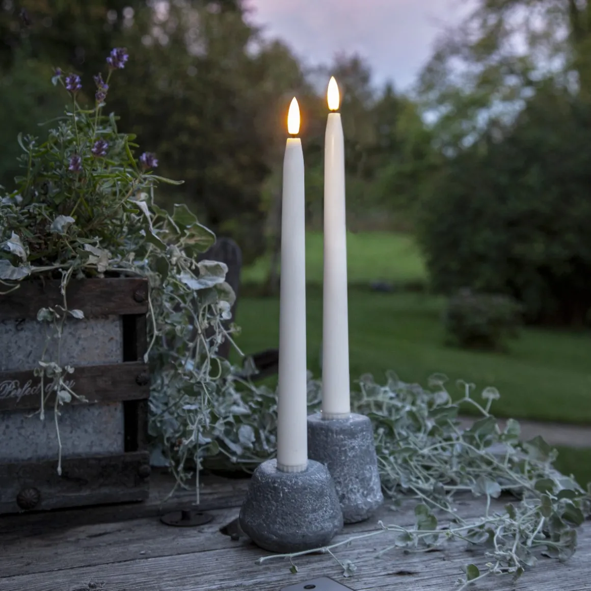 FLAMME SLIM LED-Antikljus 2-pack 28cm Vit