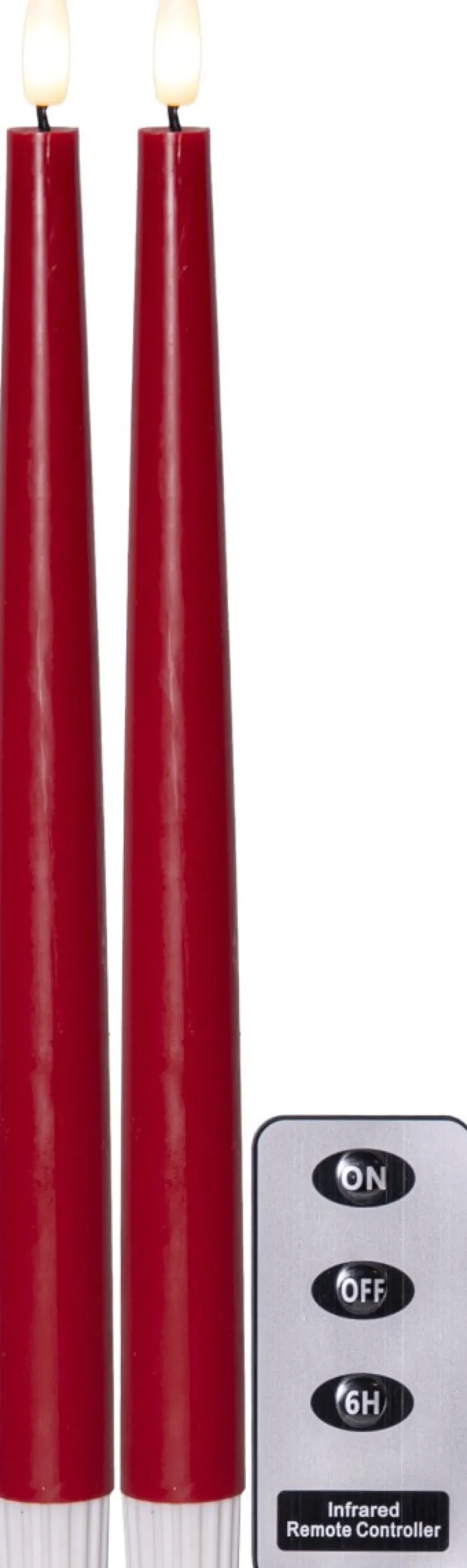 FLAMME SLIM LED-Antikljus 2-pack 28 cm Röd