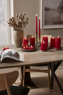 FLAMME SLIM LED-Antikljus 2-pack 28 cm Röd