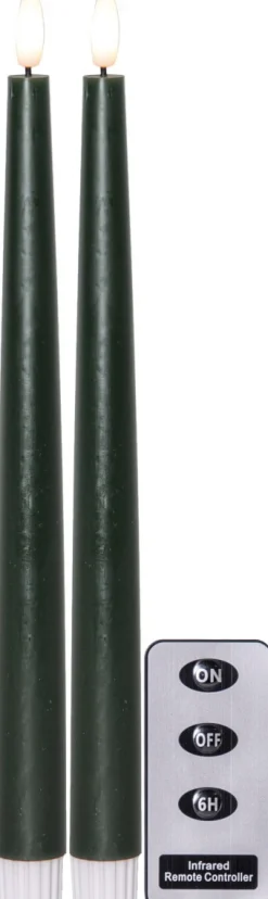 FLAMME SLIM LED-Antikljus 2-pack 28 cm Grön