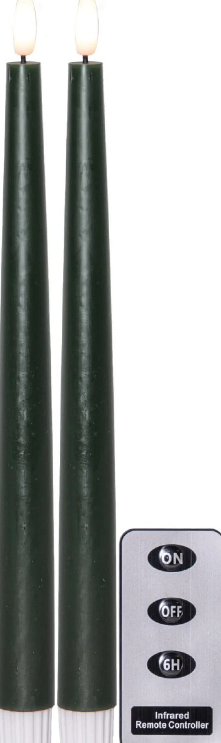 FLAMME SLIM LED-Antikljus 2-pack 28 cm Grön