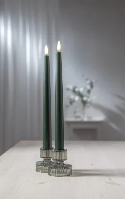 FLAMME SLIM LED-Antikljus 2-pack 28 cm Grön