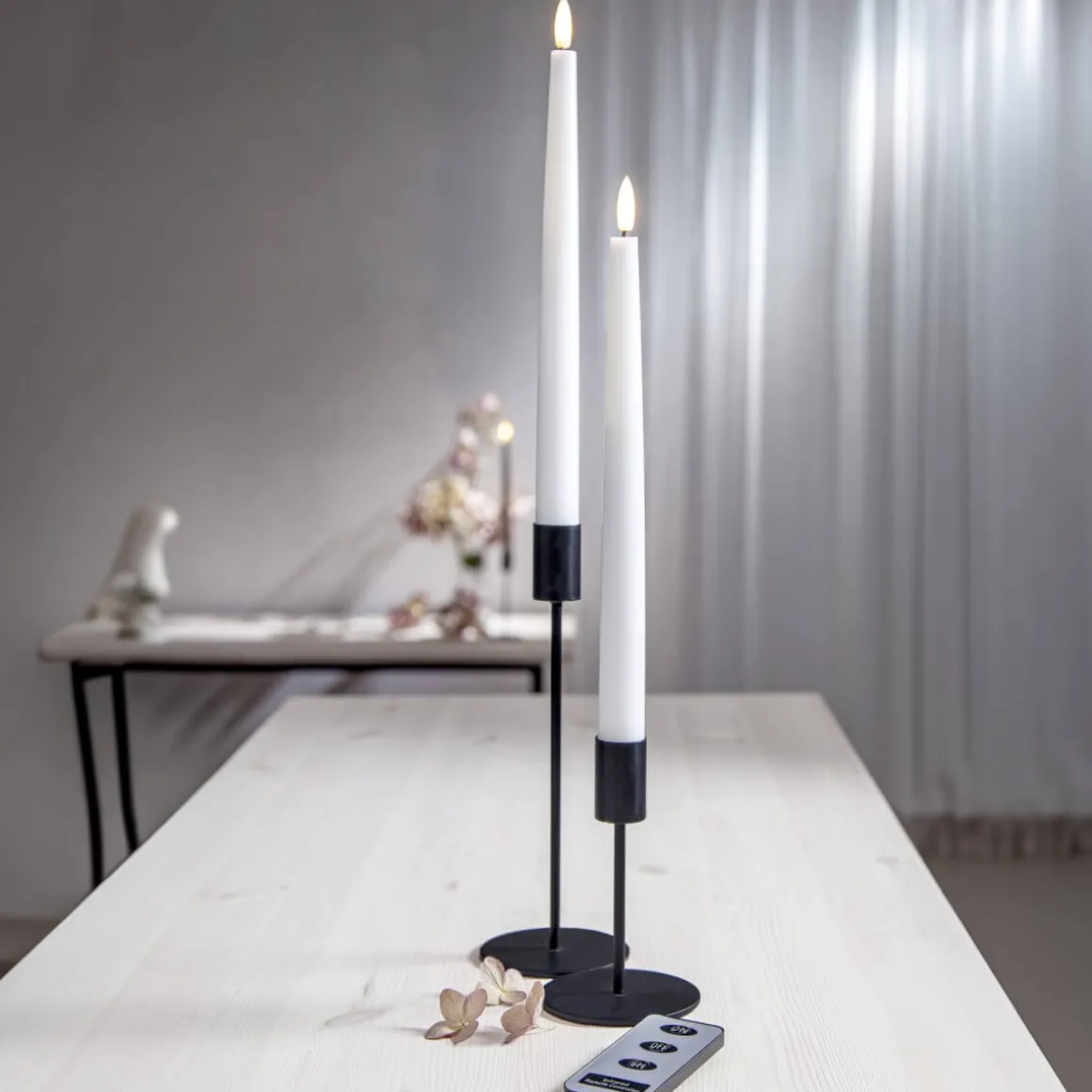 FLAMME SLIM LED-Antikljus 2-pack 28 cm Vit