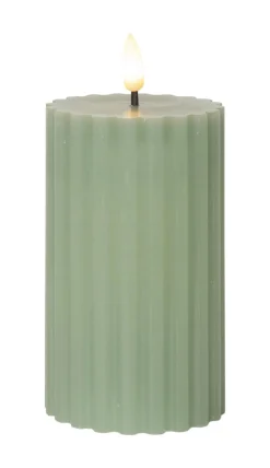 FLAMME STRIPE Blockljus 15cm Grön