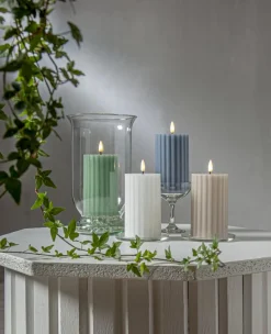 FLAMME STRIPE Blockljus 15cm Grön