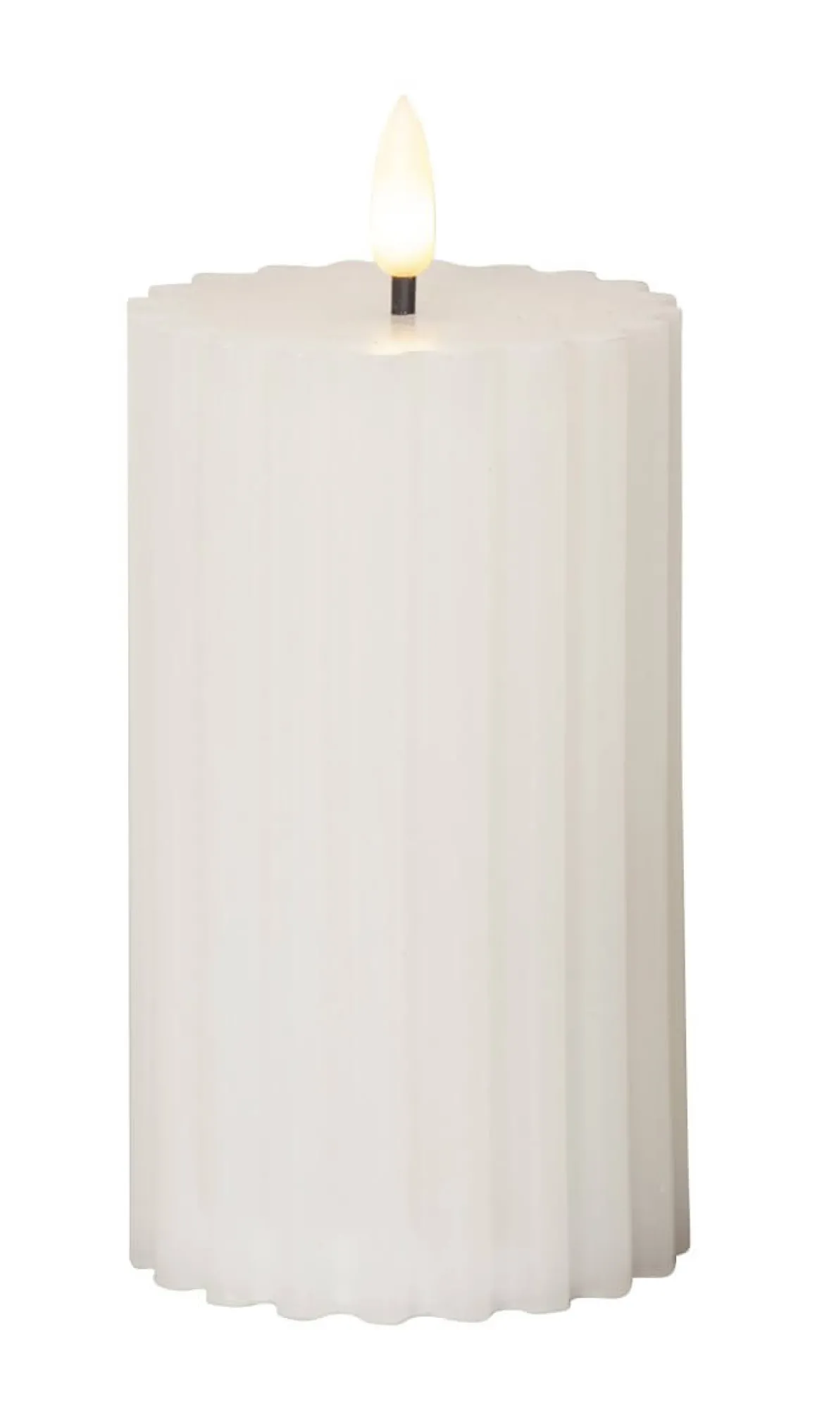 FLAMME STRIPE Blockljus 15cm Vit