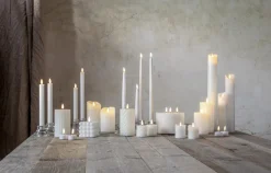 FLAMME STRIPE Blockljus 15cm Vit