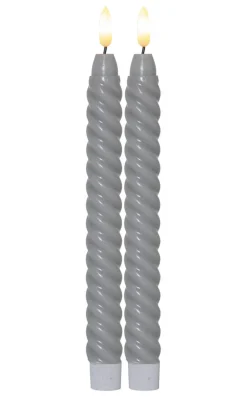 FLAMME SWIRL LED-Antikljus 2-Pack 25cm Grå