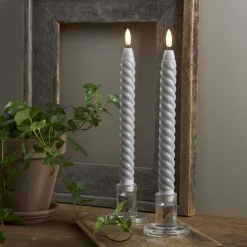 FLAMME SWIRL LED-Antikljus 2-Pack 25cm Grå