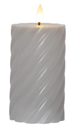 FLAMME SWIRL LED-Blockljus 15cm Grå