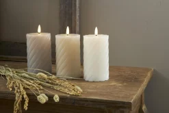 FLAMME SWIRL LED-Blockljus 15cm Grå