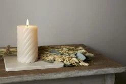 FLAMME SWIRL LED-Blockljus 15cm Beige