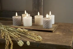 FLAMME SWIRL LED-Blockljus 2-Pack 7,5cm Grå