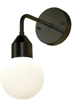 FLORENS Vägglampa Bad 32cm Svart/Opalvit IP44