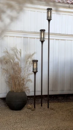 FOLKE Solcells-pollare Ställbar höjd 1,8m Brun