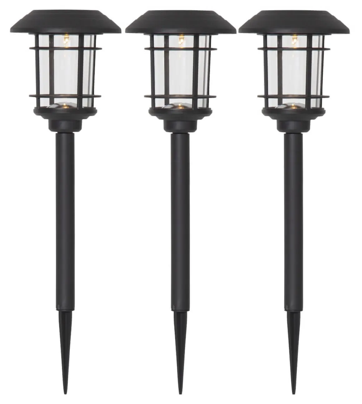 FRIDE Solcells-pollare 3-Pack 34cm Svart