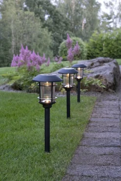 FRIDE Solcells-pollare 3-Pack 34cm Svart